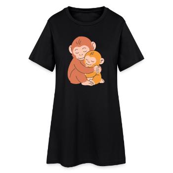 Monkey Mother and Baby Embrace - Women’s T-Shirt Dress - black - Front