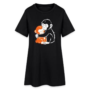 Hugging Monkeys Cozy Embrace - Women’s T-Shirt Dress - black - Front