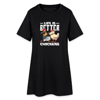 Life is better with chicken dabbing - Women’s T-Shirt Dress - black - Front