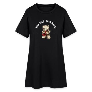 Reste mignonne, dur comme la pierre – Dit jupe ours en peluche - Robe T-shirt Femme - noir - Devant