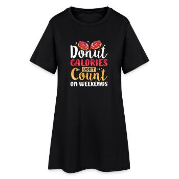 Restauration rapide en donuts - Robe T-shirt Femme - noir - Devant