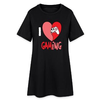 I LOVE GAMING - Frauen T-Shirt-Kleid - Schwarz - Vorne