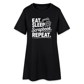 Mange. Dors. Album souvenir. Répétez. - Robe T-shirt Femme - noir - Devant