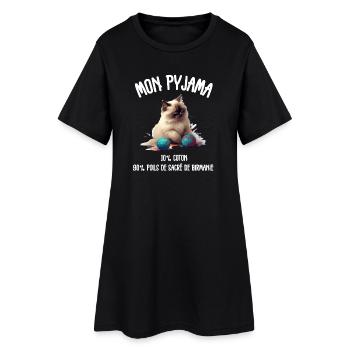 Funny Burmese Sacred Cat Pajamas - Women’s T-Shirt Dress - black - Front