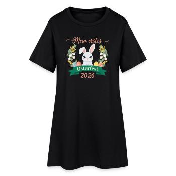 Mein erstes Osterfest 2026 – Süßer Osterhase - Frauen T-Shirt-Kleid - Schwarz - Vorne