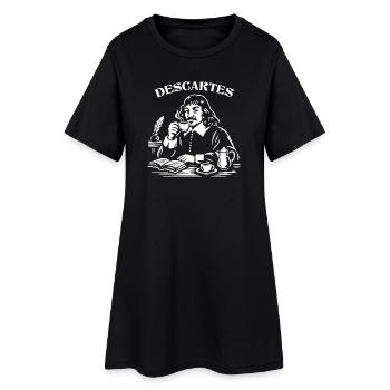 Portrait de la pause café de Descartes - Robe T-shirt Femme - noir - Devant