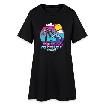 Miami Beach Palm Wave - Robe T-shirt Femme - noir - Devant