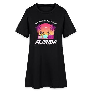 Ambiance rétro de la plage du coucher de soleil en Floride - Robe T-shirt Femme - noir - Devant