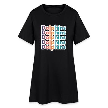 Retro Dolphins Text Ocean Lover Graphic - Frauen T-Shirt-Kleid - Schwarz - Vorne
