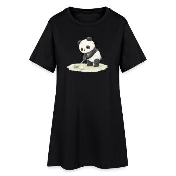 Illustration de panda jouant au golf - Robe T-shirt Femme - noir - Devant