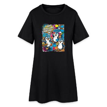 Collage de bandes dessinées Penguin Pop Art - Robe T-shirt Femme - noir - Devant