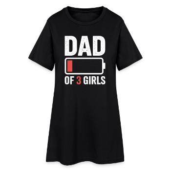 T-shirt Icône de la batterie Papa de trois filles - Robe T-shirt Femme - noir - Devant