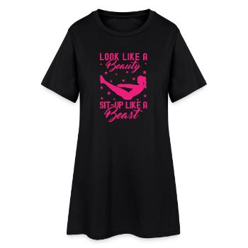Fitness Fanatics A Beauty Sit-Up Like Beast - Frauen T-Shirt-Kleid - Schwarz - Vorne