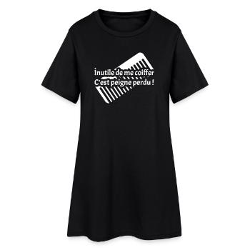 INUTILE DE ME COIFFER C'EST PEIGNE PERDU ! - Robe T-shirt Femme - noir - Devant