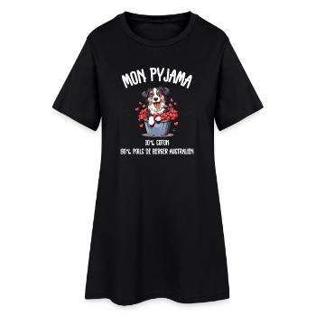 Lustige Pyjamas von Australian Shepherd Dogs - Frauen T-Shirt-Kleid - Schwarz - Vorne
