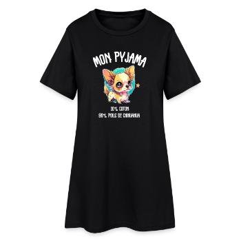 Pyjama Chien Chihuahua Humour  - Robe T-shirt Femme - noir - Devant