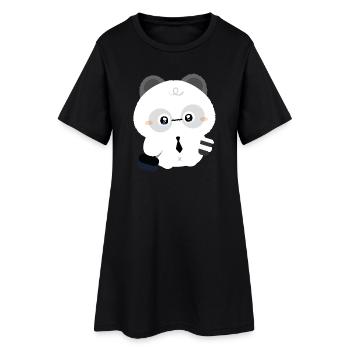 Tired Panda - Women’s T-Shirt Dress - black - Front