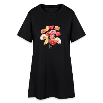 Coquelicots sauvages / Colorés, comme l’été - Robe T-shirt Femme - noir - Devant