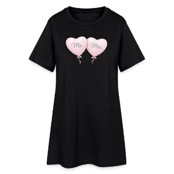 Mr Mrs Heart Balloon Couple Motif - Women’s T-Shirt Dress - black - Front