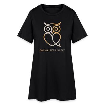 Hibou chouette ce dont tu as besoin est amour chouette amour Saint-Valentin - Robe T-shirt Femme - noir - Devant