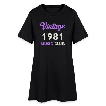Vintage 1981 Music Club Retro Geburtsjahr Jahrgang - Frauen T-Shirt-Kleid - Schwarz - Vorne