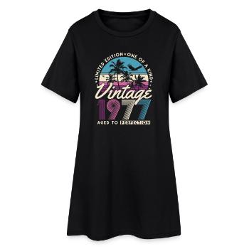 Cadeau d’anniversaire rétro vintage 1977 - Robe T-shirt Femme - noir - Devant