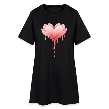 Illustration de fleur de lotus avec gouttes - Robe T-shirt Femme - noir - Devant