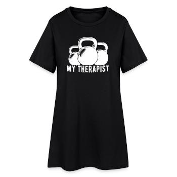 Mein Therapeut Kettlebell Spaß GYM Fitness - Frauen T-Shirt-Kleid - Schwarz - Vorne