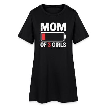 Maman de 3 filles Battery Duration - Robe T-shirt Femme - noir - Devant