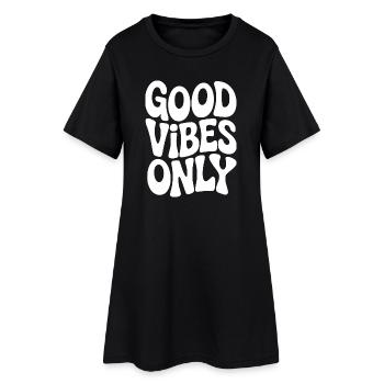 Vibing Typografie in Weiß - Frauen T-Shirt-Kleid - Schwarz - Vorne