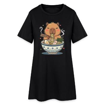 Ramen mignon Kawaii Capybara - Robe T-shirt Femme - noir - Devant