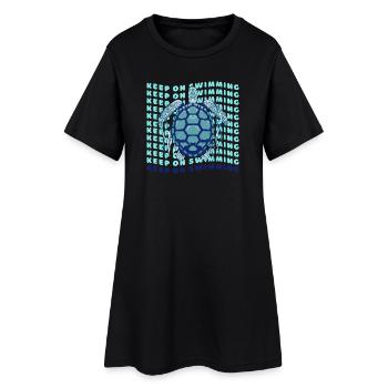 Graphique rétro de la Tortue de mer Keep On Swimming - Robe T-shirt Femme - noir - Devant