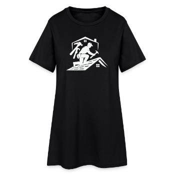 Silhouette du couvreur sur le toit - Robe T-shirt Femme - noir - Devant