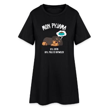 Pyjama Chien Rottweiler Drôle  - Robe T-shirt Femme - noir - Devant