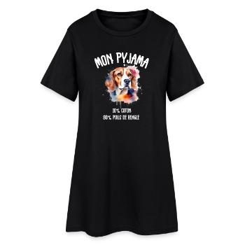 Pyjama Chien Beagle Humour - Robe T-shirt Femme - noir - Devant