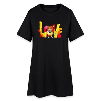 Cœur à motif de chien Jack Russell d’amour - Robe T-shirt Femme - noir - Devant