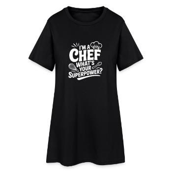 Je suis chef. Quel est ton super-pouvoir ? - Robe T-shirt Femme - noir - Devant