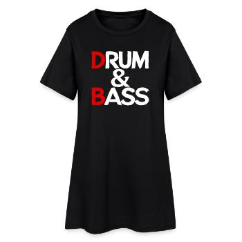 Drum & Bass / Musique du groupe Drum & Ass Drummer - Robe T-shirt Femme - noir - Devant