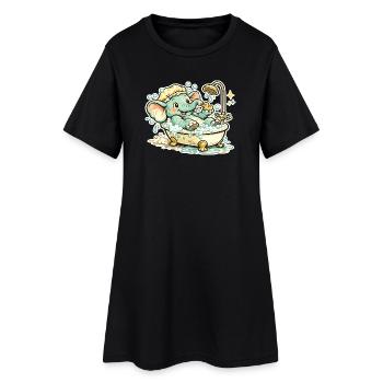 Petit éléphant dans la douche amusante - Robe T-shirt Femme - noir - Devant