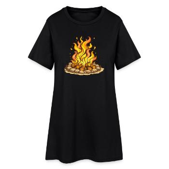 Illustration des flammes du feu de camp douillettes - Robe T-shirt Femme - noir - Devant