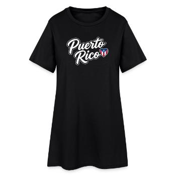 Écriture portoricaine avec cœur de drapeau patriotique - Robe T-shirt Femme - noir - Devant