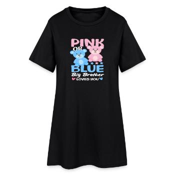 Pink Oder Blau Großer Bruder Liebt Dich - Frauen T-Shirt-Kleid - Schwarz - Vorne