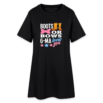 Stiefel Oder Schleife Oma Liebt Dich - Frauen T-Shirt-Kleid - Schwarz - Vorne