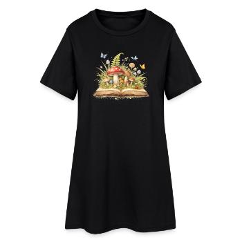 Livre de magie avec illustration forestière - Robe T-shirt Femme - noir - Devant