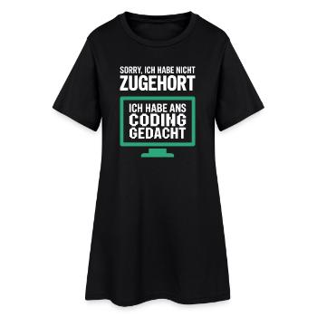 Thoughts instead of hearing on the pixel monitor - Women’s T-Shirt Dress - black - Front