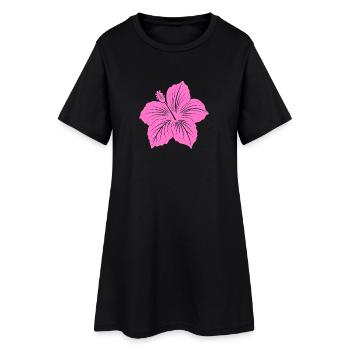 Fleur d’hibiscus - Robe T-shirt Femme - noir - Devant