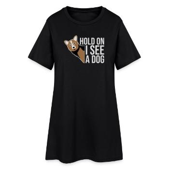 Attends, je vois un chien, chien, drôle de distrait, en disant - Robe T-shirt Femme - noir - Devant