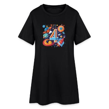 Monde de fusées du 4e anniversaire de l’espace - Robe T-shirt Femme - noir - Devant