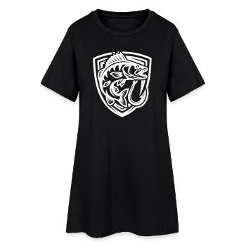 Blason de pêche au brochet - Robe T-shirt Femme - noir - Devant