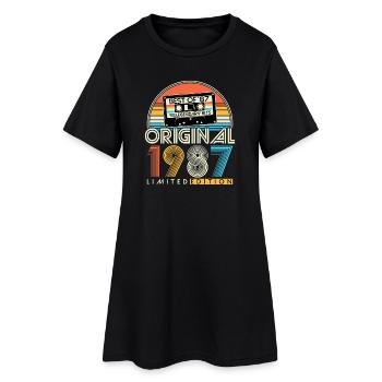 Anniversaire rétro vintage vintage original de 1987 - Robe T-shirt Femme - noir - Devant